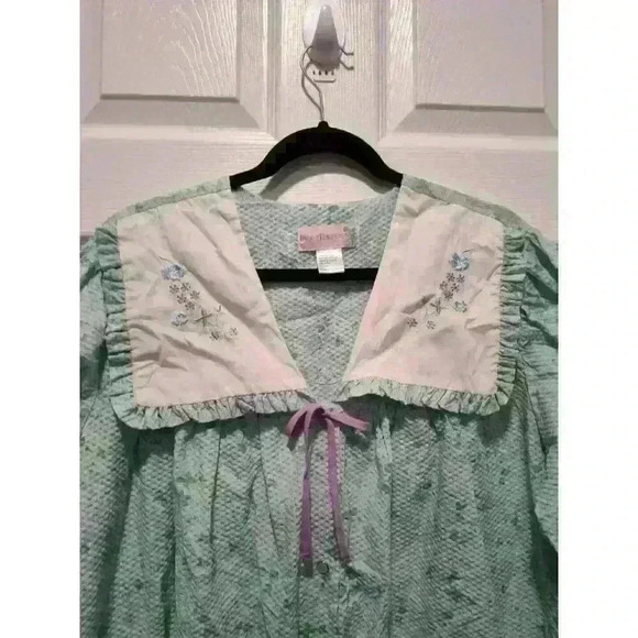 Moon Dance Blue Floral Roses Pearl Snaps Granny Core Housecoat House Dress Sz 1X - Picture 4 of 9